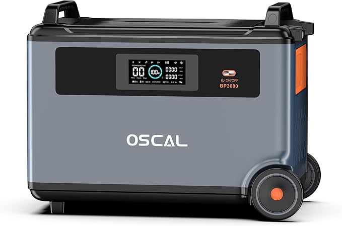 EcoVolt OSCAL BP3600 Expansion Battery, 3600Wh LiFePO4 Solar Generator for Power Station PowerMax6000, Extra Battery Backup for Balcony, Camping, Travel, Power Failure