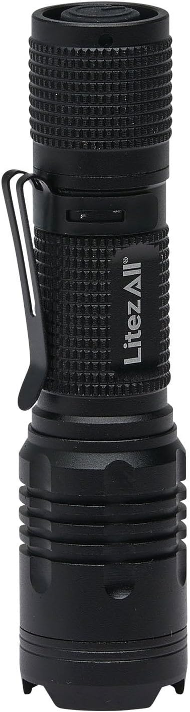 LitezAll 400 Lumen Tactical Flashlight, Compact LED Flashlight with Pocket Clip, Aerospace Aluminum Body, IPX2 Weather Resistant, Everyday Carry Flashlight for Outdoor, Work, and Emergency Use