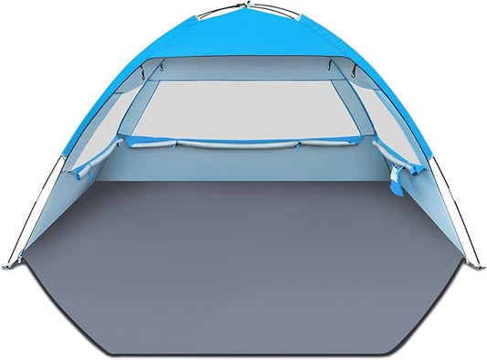 Gorich Beach Tent Sun Shelter for 3/4-5/6-7/8-10 Person with UPF 50ï¼?UV Protection, Lightweight & Easy Setup Beach Shade Canopy, Portable Beach Shade Tent Beach Cabana