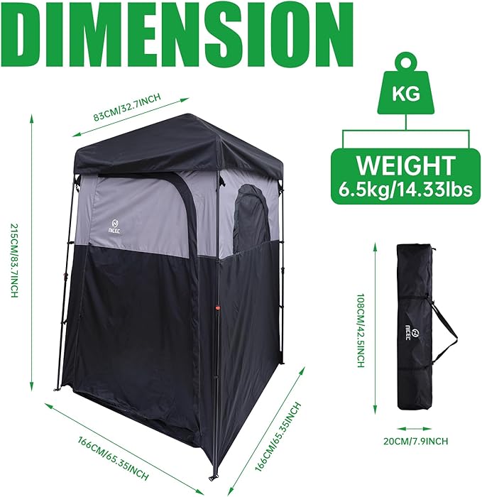 Nice C Camping Shower Tent, Instant Pop Up Privacy Changing Tent, Outdoor Shower Enclosure, Toilet Tents, Camping Bathroom, Oversize (Square ??1 Room)
