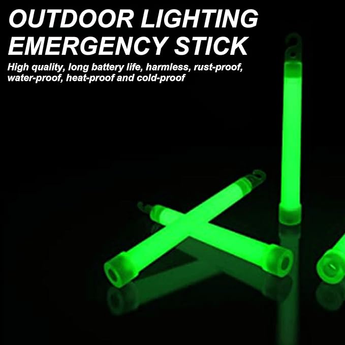 Industrial Grade Glow Sticks, 12Pcs Bright Emergency Light Sticks, 6" Temperature Resistant Glow with Hanging Hook 12 Hour+ for Camping, Bar, Concert, Party(Light Green)