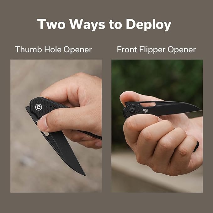 CIVIVI Guile Pocket Knife, Folding Knife for EDC, 3.25" Swedish 14C28N Blade G10 Handle with Reversible Deep-Carry Clip C24062B-1 (Black)