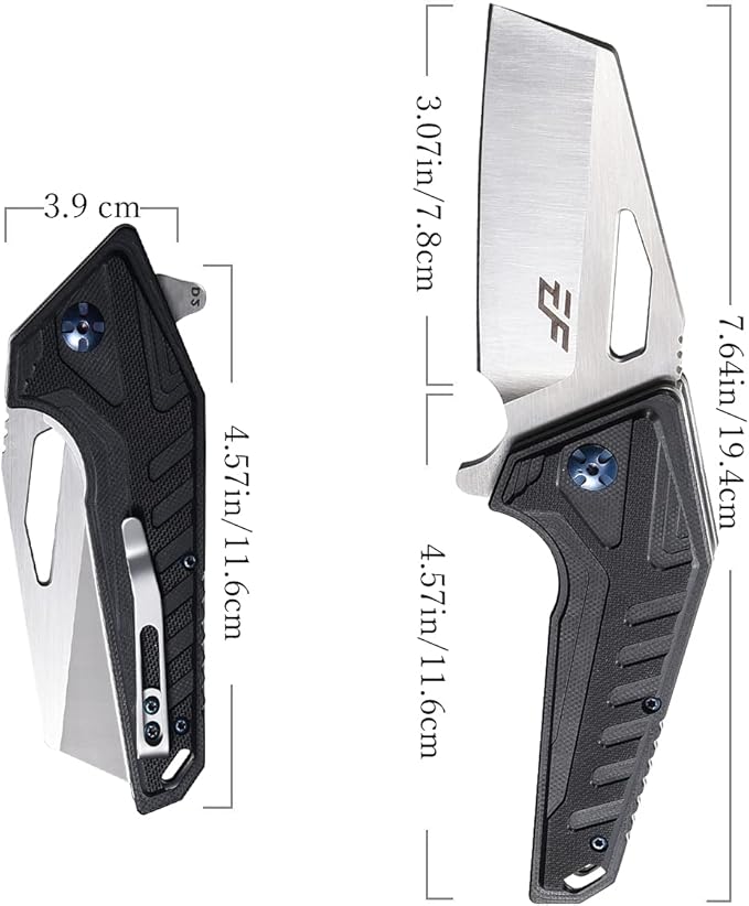 Eafengrow EF933 Pocket Folding Knife EDC D2 Steel Blade Knives G10 Handle Pocket Clip EDC Knife Emergency Outdoor Camping Tools (black)