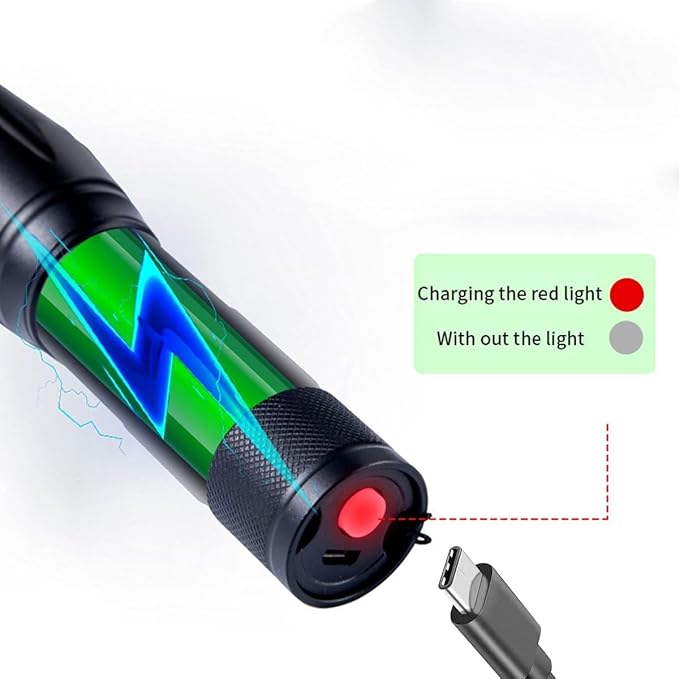 Rechargeable Black Light Flashlight Mini, Blue & UV Black Light, 3 Modes