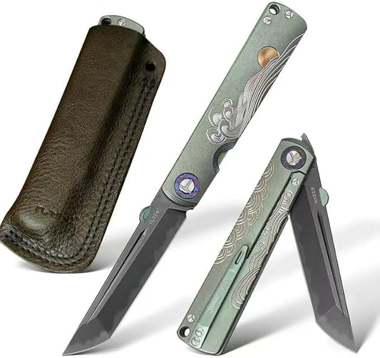 S35VN steel TC4 titanium alloy handle pocket folding knife, Japanese style can be preferred as a gift, camping, home, outdoor, EDC