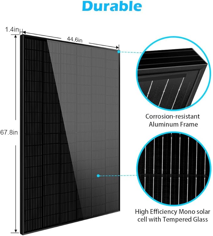 SUNGOLDPOWER UL61730 415W Solar Panel 4PCS,Monocrystalline,Grade A Solar Cell,IP68 High Efficiency for Charging 12V/24V,36V/48V Solar System for RV,House,Rooftop,Farm,On and Off Grid(1660W)