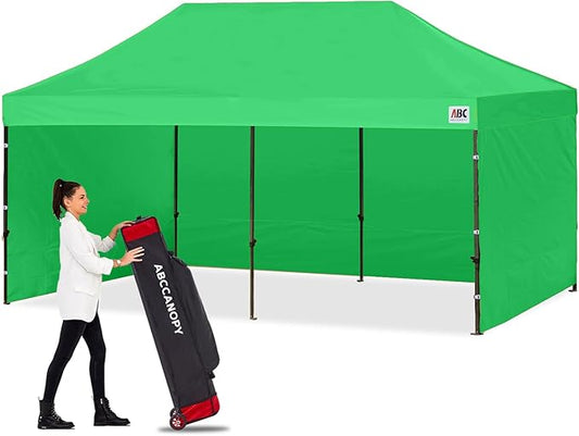 ABCCANOPY Heavy Duty Easy Pop up Canopy Tent with Sidewalls 10x20, Kelly Green