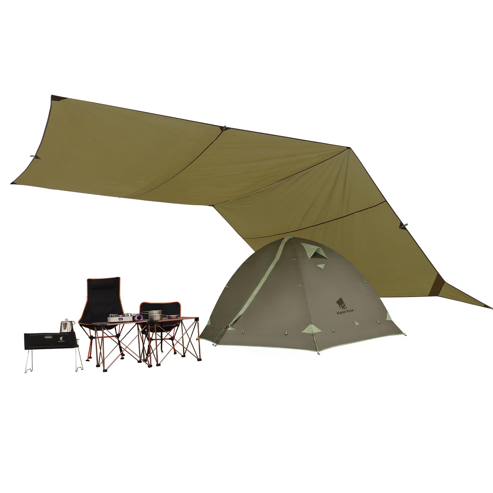 GEERTOP 17 × 10 ft Large Camping Tent Tarp Outdoor Waterproof Flame Retardant Hammock Rain Fly