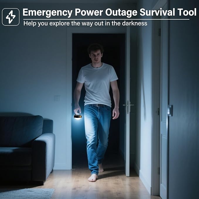 Rechargeable Camping Lights FLY2SKY 4Pcs Black Tent Lights Mini Flashlight Portable LED Camping Lantern Survival Gear Camping Accessories for Hiking Backpacking Fishing Hurricane Emergency Outage