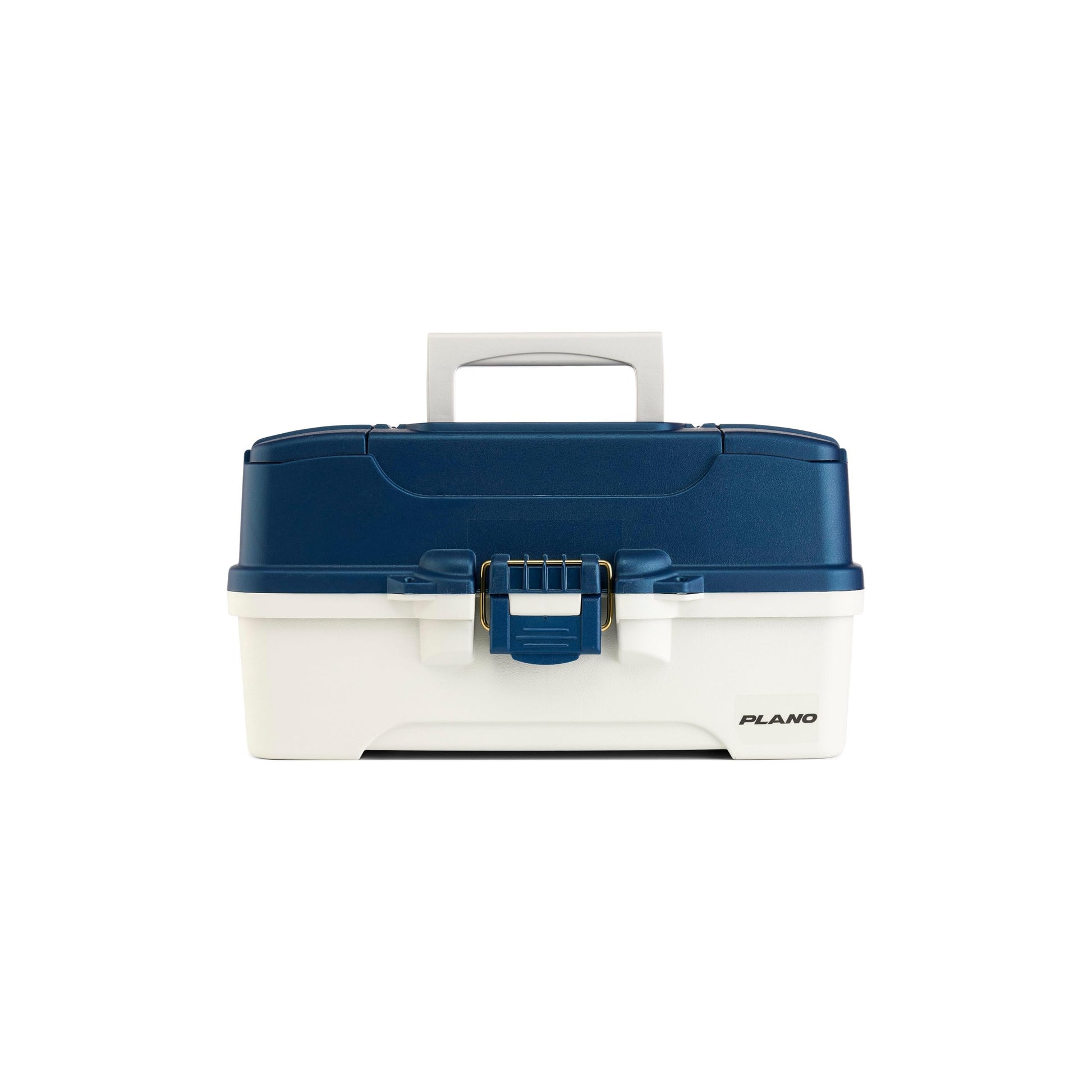 Plano Three-Tray Tackle Box, Blue/White, Rust-Proof Brass Latch, Top-Access Tray with Deep Storage