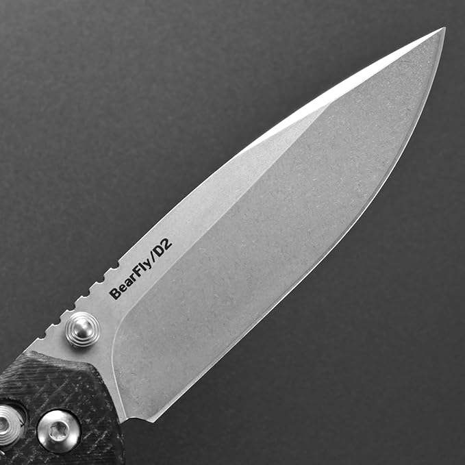 Eafengrow EF966 Folding Knife D2 Blade Micarta Handle with Pocket Clip EDC Tactical Knife thumb knobs Axis Lock EDC Multitool Knife (BLACK)