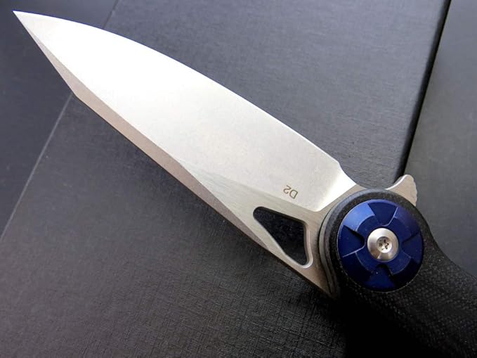 Eafengrow EF76 Folding Knife for Camping EDC Pocket Knife with G10 Handle & D2 Stone-washed Blade Hunting Outdoor Tool (black)