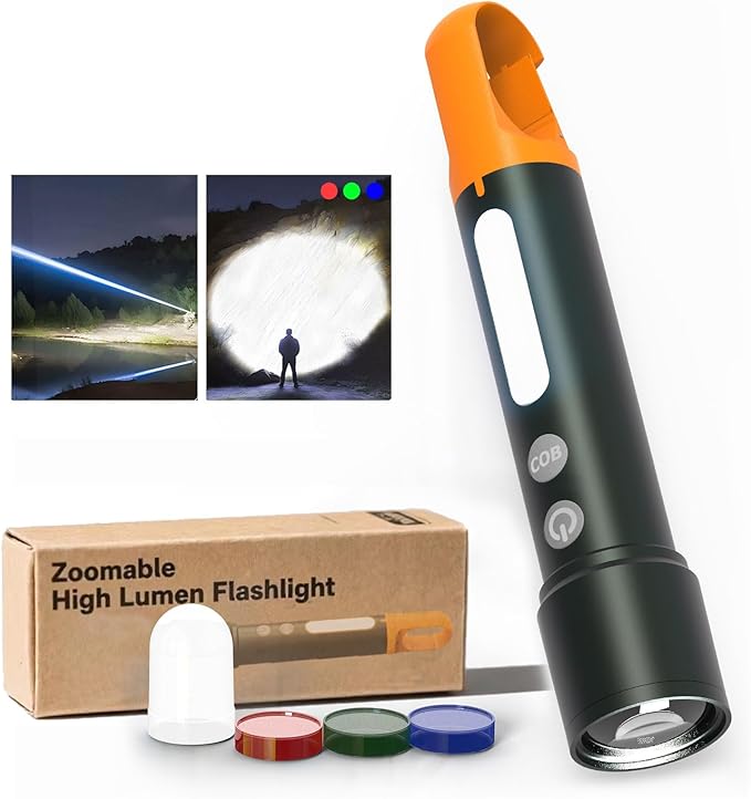 Flashlights High Lumens Rechargeable,9 Modes, 20000 Lumen,Zoomable Powerful Tactical Flashlight,Super Bright Strong Flash Light for Home,Small LED Flashlights for Car,Camping