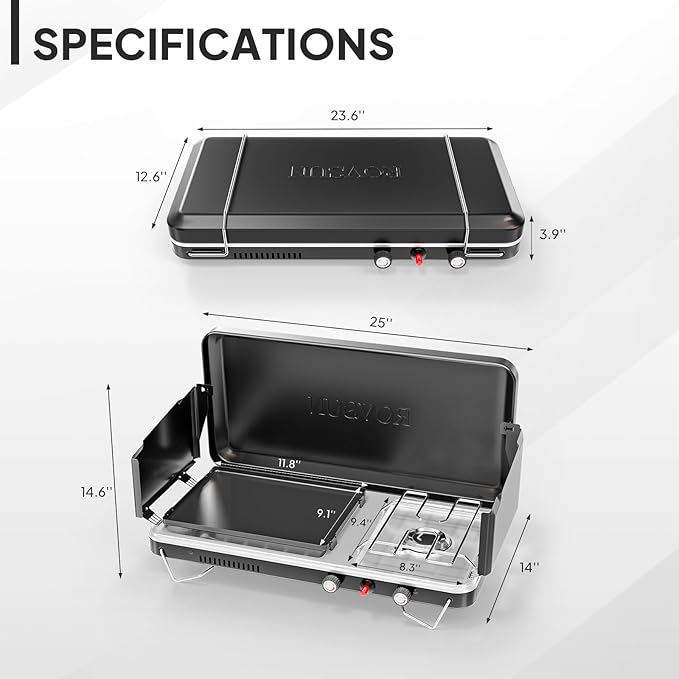 ROVSUN 2-in-1 Portable Camping Stove with Grill