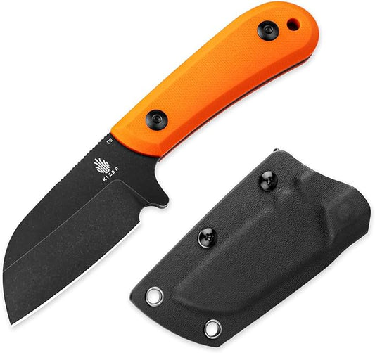 Kizer Deckhand Fixed Blade Knife with Sheath, D2 Blade Camping Knife G10 Handle, Fixed Blade EDC Knives for Men Women, Outdoor Hunting Hiking Survival Knives 1062M1