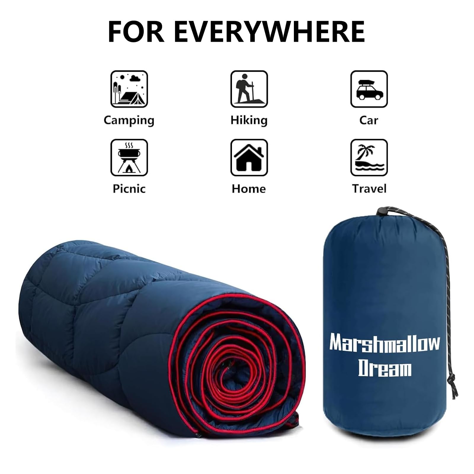 marshmallow dream Camping Blanket,MINI Puffy Blanket Lightweight Windproof Water Resistant for