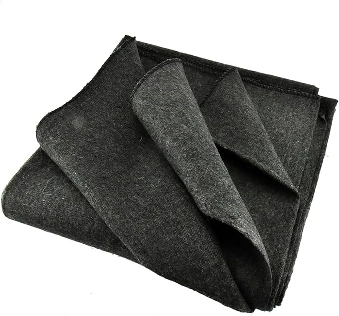 SE 51"x 80" Multipurpose Gray Wool Blanket - 50% Wool, Lightweight 2 lb, Zippered Bag Included - Ideal for Camping, Hiking, Emergency Survival
