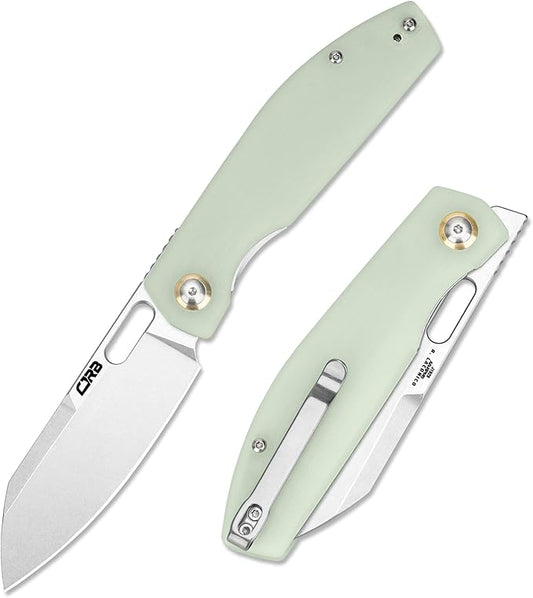 CJRB Pocket EDC Knife - Ekko(J1929) Small Folding Knife AR-RPM9 Steel Blade and Natural Green G10 Outdoor for Men Women for Gifts