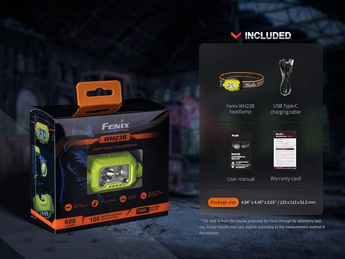 Fenix WH23R 600 Lumen USB Rechargeable Gesture/Motion Control spot/Flood headlamp with EdisonBright Accessory case Bundle