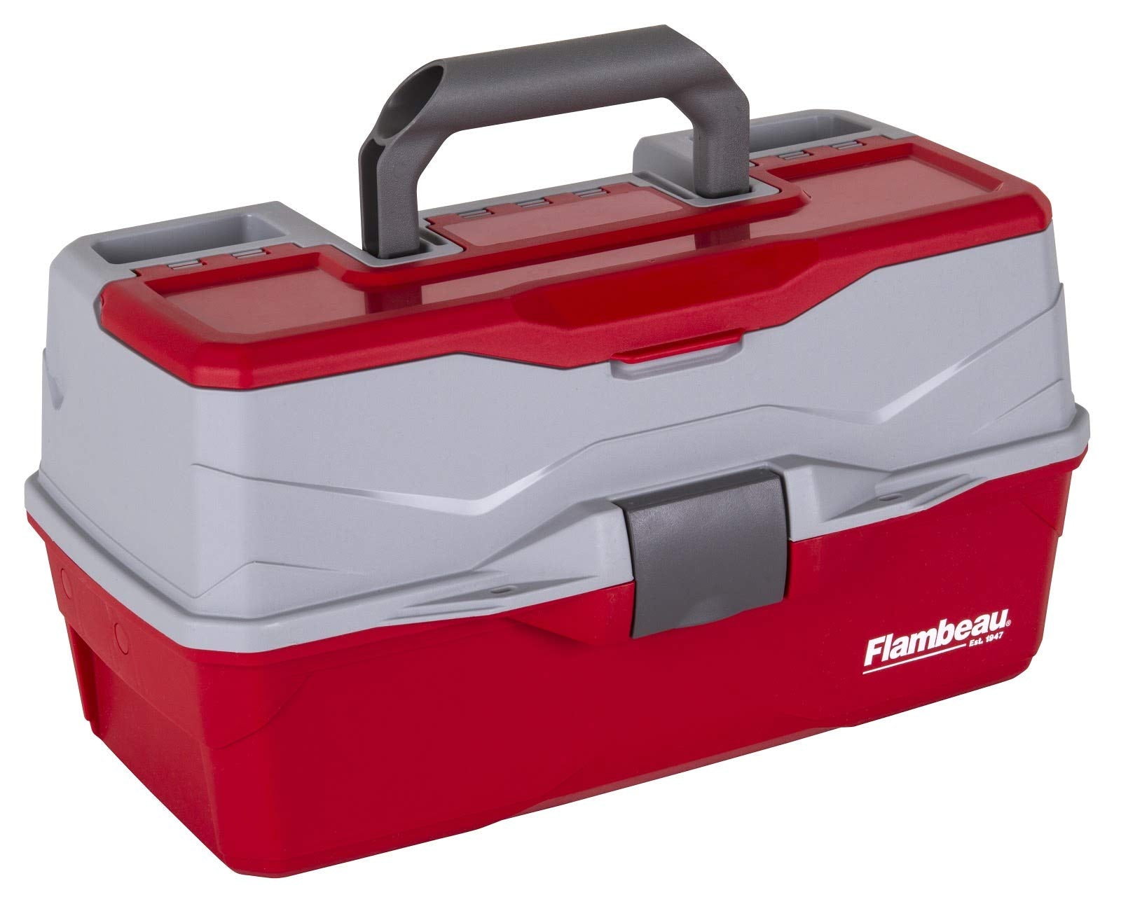 Flambeau Outdoors 6383 3-Tray Tackle Box, 32 Compartments, Red and Gray