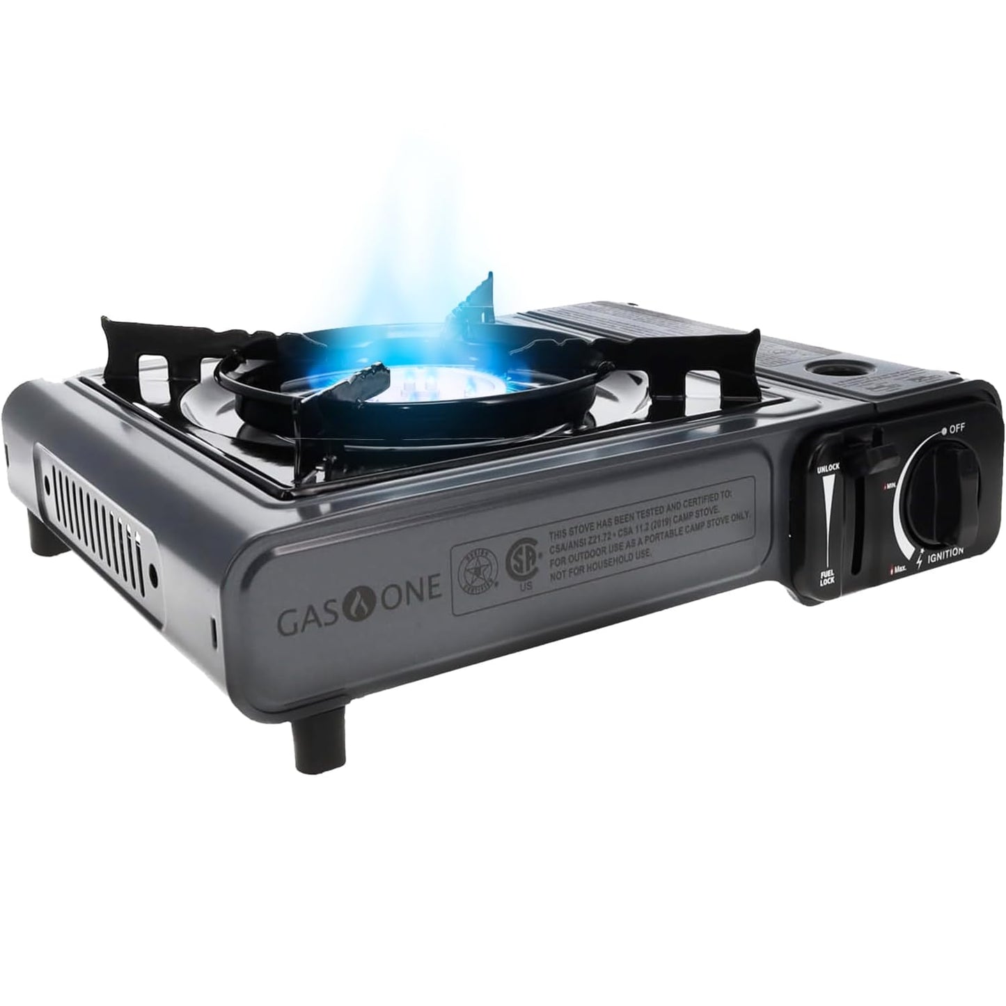 Gas One Portable Butane Camping Stove with Case: Automatic Ignition, Precise Heat Control - Camping