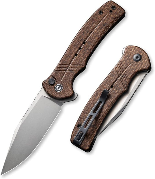 CIVIVI Folding Pocket Knife,Cogent Knife 14C28N Blade Brown Micarta Handle for EDC C20038D-6