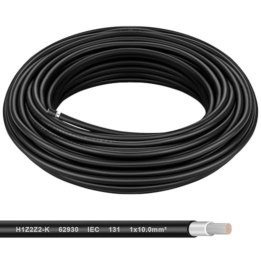 Solar Panel Wire - 50FT Black Tinned Copper Wire, 8AWG (10mm²) PV Wire Solar Extension Cable for Outdoor Automotive RV Boat Marine Solar Panel - Black (8AWG 50FT)