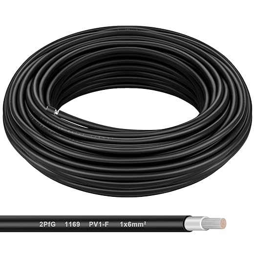 Solar Panel Wire - 80FT Black Tinned Copper Wire, 10AWG (6mm²) PV Wire Solar Extension Cable for Outdoor Automotive RV Boat Marine Solar Panel - Black (10AWG 80FT)