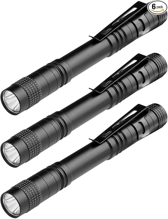 5.1" Mini Pocket Flashlight, Small LED Pen Light with Clip, 500 Lumen Torch White Light Powered by AAA Battery, Portable Versatile for Inspection Medical Repair Camping Outdoor Emergency