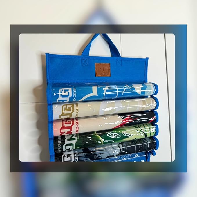 Nerd Gear Playmat Sanctuary - MTG Playmat Holder & Organizer Solution - Stores 12 TCG Mats + Tube - Ideal for Magic Playmats - Premium Playmat TCG Storage (Blue)
