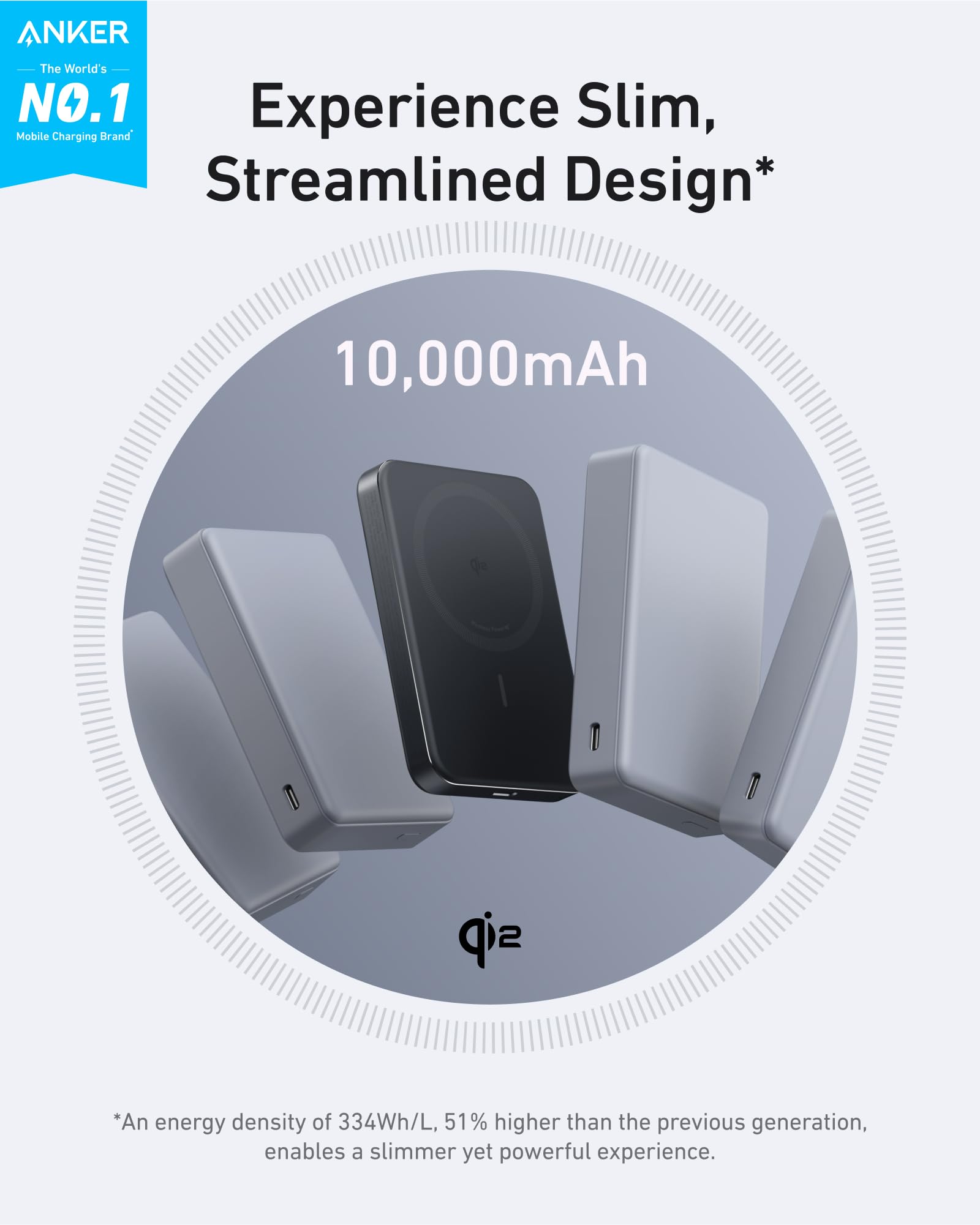 Anker MagGo Power Bank, 10,000mAh Qi2-Certified 15W Portable Charger
