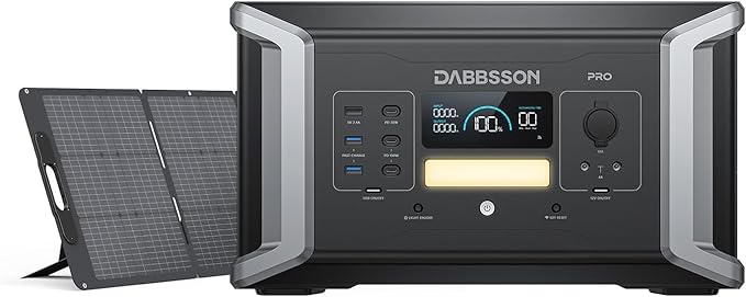 Dabbsson 2000W 1024Wh Solar Generator, Includes 1xDBS1000 Pro Portable Power Station and 1x 210W Solar Panel, Power Station Supports 1200W Fast PV Input for Travel Outdoor Camping and Home Backup