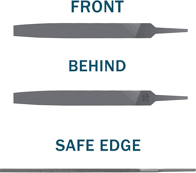 6-inch Flat Medium Cut File Double Cut Teeth High Carbon Steel Hand File Single Cut Hardened Without Handle Ideal for Wood, Metal, Plastic