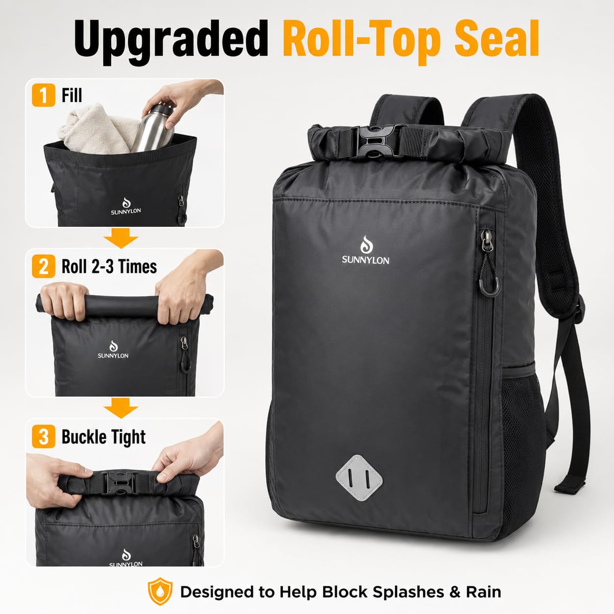 Sunnylon Dry Bag Backpack, 20L Dry Bag Waterproof with Waist Pouch and Phone Case,Roll top Dry bag