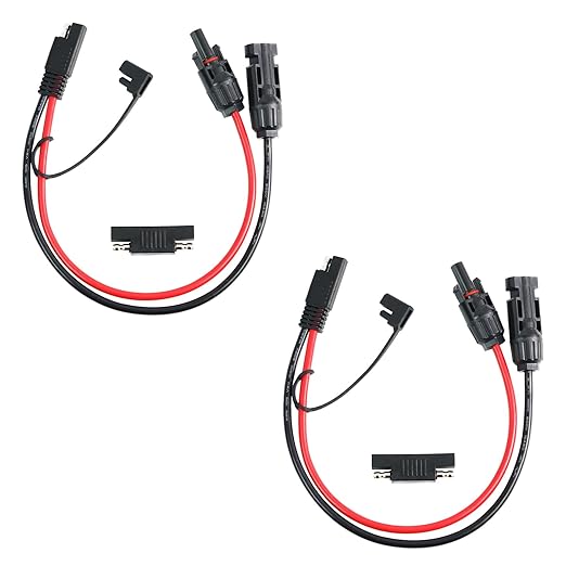2Pcs 1FT 10AWG Solar Panel Connector Cable, SAE to MC-4 Male Female Adapter PV Extension Cable with SAE Polarity Reverse Adapter for RV Caravan Solar Panel Battery Charger