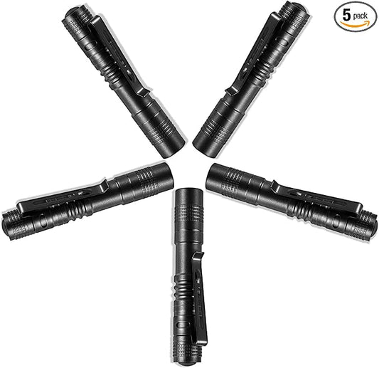 5PCS LED Pen Flashlight, Mini Pen Lights with Clip, Pocket Pen Flashlight Torch for Nurses, Small LED Handheld Slim Flashlights for Emergency, Overhaul, Outdoor Camping
