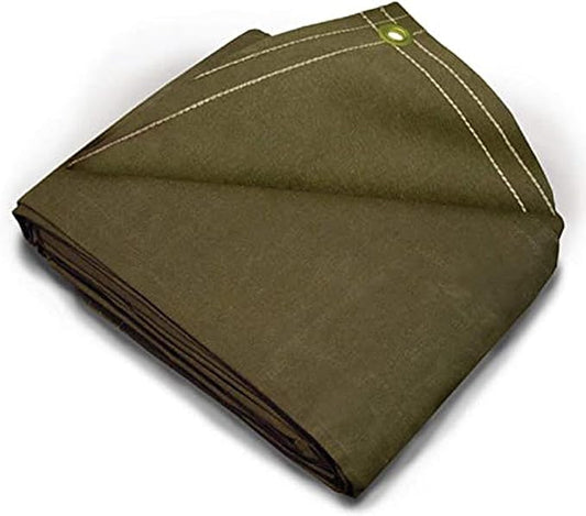 Tarps Now 16x20 ft Heavy Duty Canvas Tarp| 18 MIL Industrial Grade Fabric, Tear Resistance, Reinforced Edges, Brass Grommets | Ideal for Construction, Trucking, Manufacturing, Automotive –Olive Color