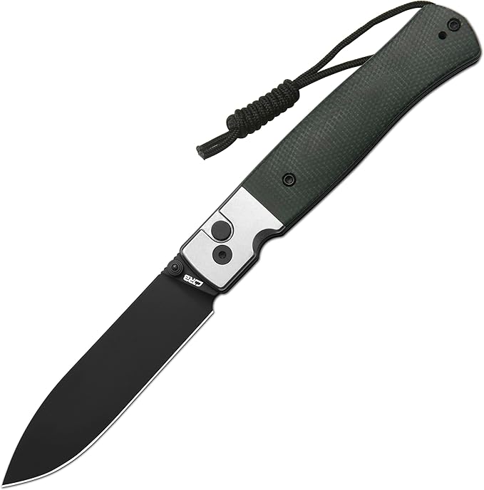 CJRB Glacier Pocket Knife, 3.54'' AR-RPM9 Steel Blade EDC Knife with Micarta Handle for Men Women Camping Hiking Survival(1961 Green)