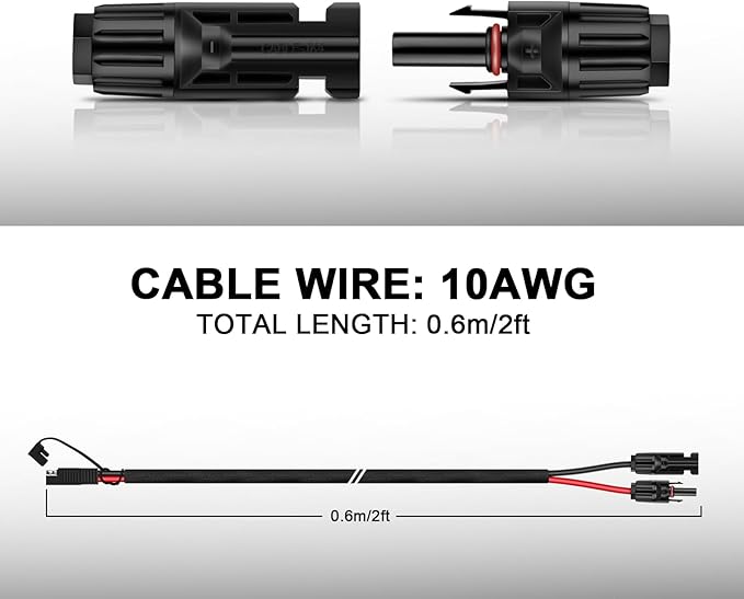iGreely Solar Panel Connector Cable, 10AWG SAE to Male & Female Adapter PV Extension Cable Wire for RV Solar Panel DC Power Battery Charger with SAE Polarity Reverse Adapter