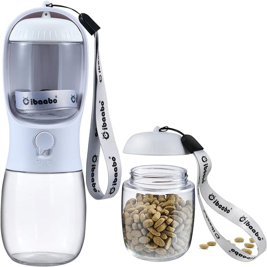 Dog Water Bottle with Food Container, Travel Puppy Water Bowl, Portable Pet Dispenser, Dog Stuff Accessories Items, Puppy Essentials Necessities for Yorkie Chihuahua Cat Walking and Hiking