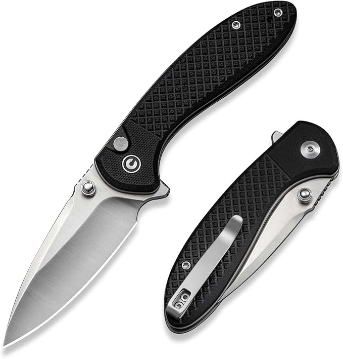 CIVIVI Faeger Pocket Folding Knife for EDC, 2.98" Swedish 14C28N Blade G10 Handle, Reversible Clip for Men Women Outdoor Carry C24031-1 (Black)