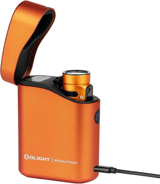 OLIGHT Baton4 Premium Edition EDC Flashlights 1300 Lumens with Type-C Charging Box, Powered by Rechargeable Battery, Small Bright Light IPX8 Waterproof for Emergencies, Outdoors (Orange)