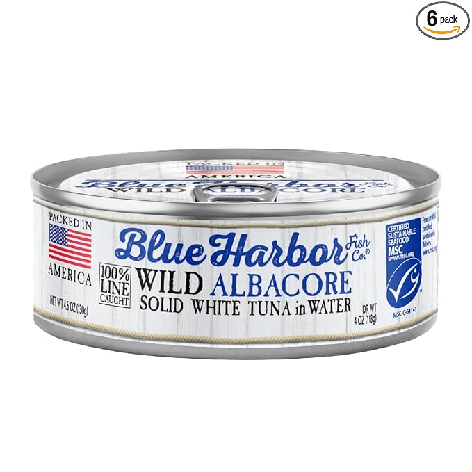 Blue Harbor Fish Co. Wild Albacore Solid White Tuna in Water with Sea Salt - 4.6 oz Can (Pack of 6)