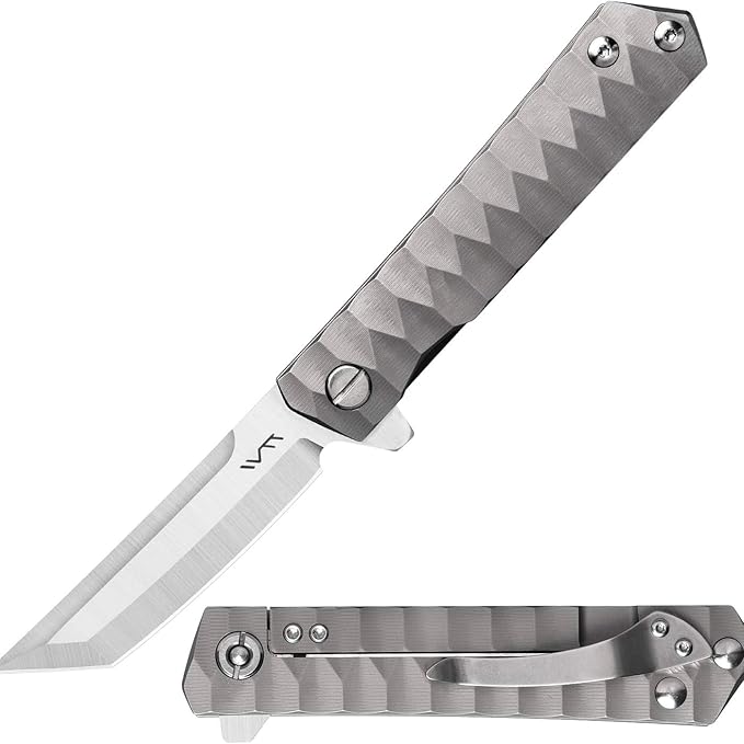 BGT 3.4 Inches Tanto Tactical Folding Knife TC4 Titanium Handle