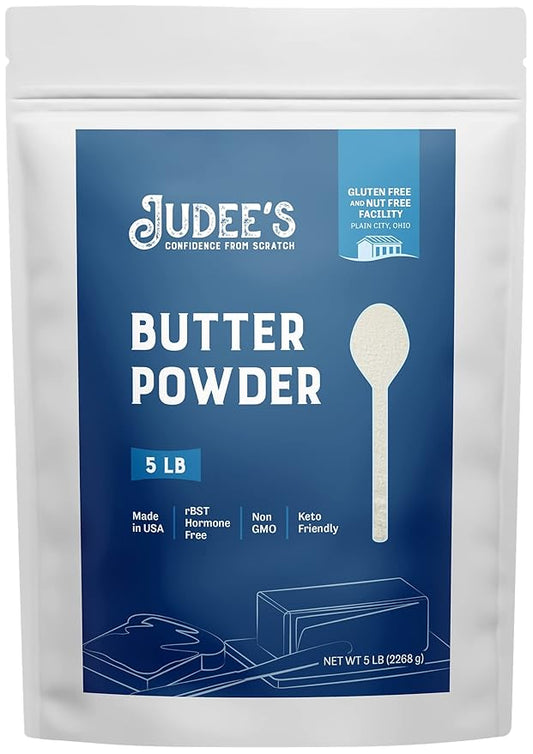 Judee's Gluten Free Butter Powder Bulk - Keto Baking & Keto Snacks - Gluten-Free Recipes & Butter Powder for Baking - 5 lb
