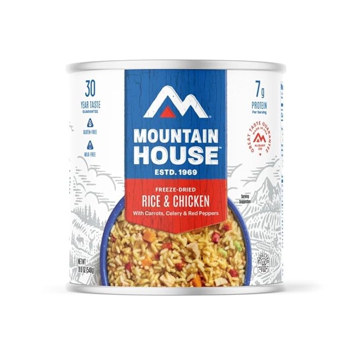 Mountain House Freeze Dried Rice and Chicken #10 Can Hunting, Survival, Camping, Backpacking Food Backed by a 30-Year Taste Guarantee Survival Emergency Food Gluten Free 6 Cans Per Case