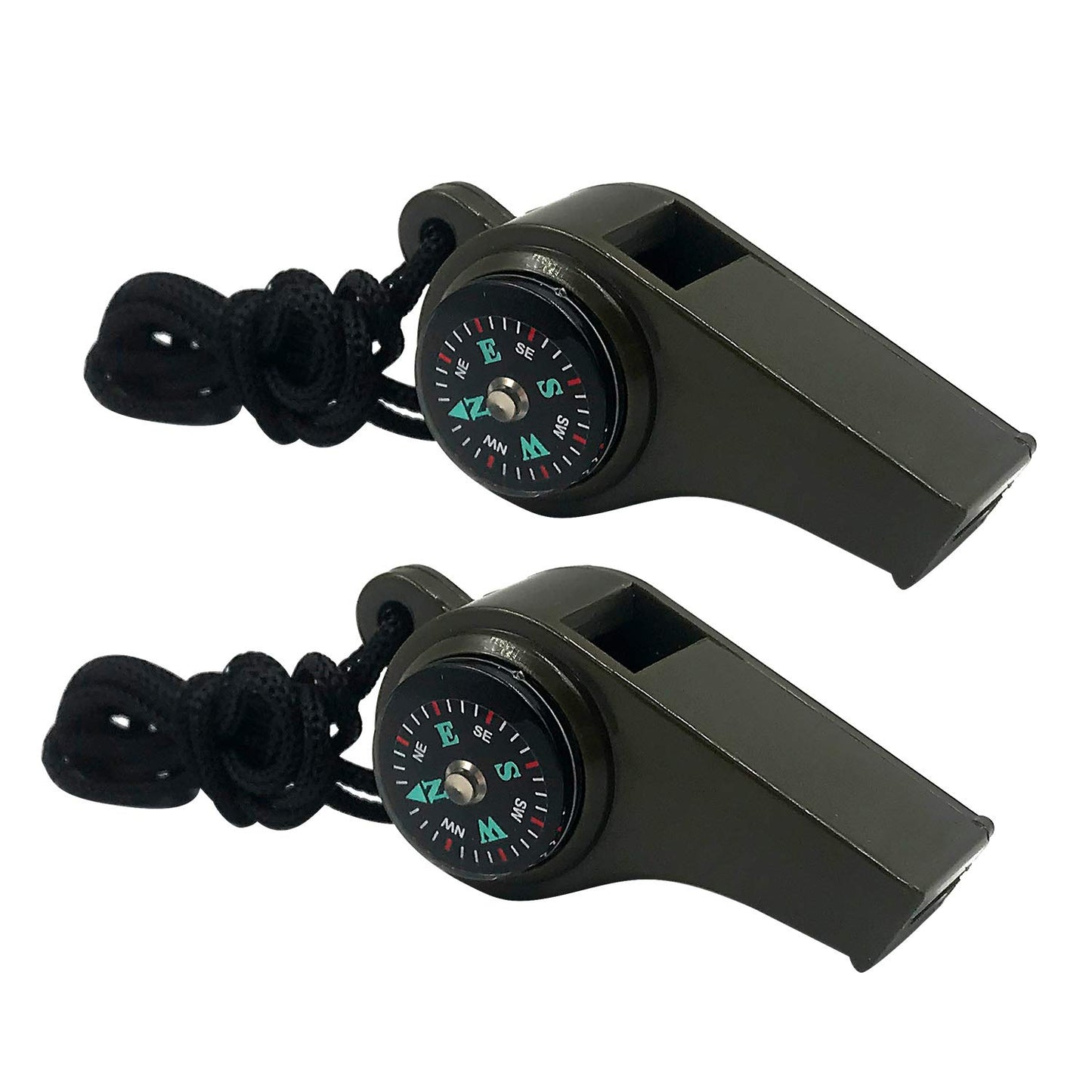 MeiNvShe 2 Pack Emergency Survival Whistle, 3-in-1 Emergency Whistles with Compass and Thermometer