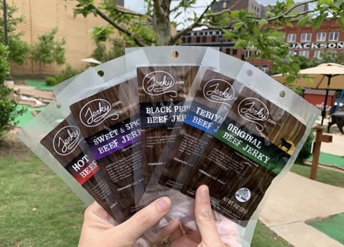 Jerky.com Beef Jerky Sampler Pack – 5 Flavors (Original, Black Pepper, Teriyaki, Sweet & Spicy, Hot) – Premium Meat Snack, No MSG, High-Protein Gift for Men (5 Flavors - 1 oz. bags)