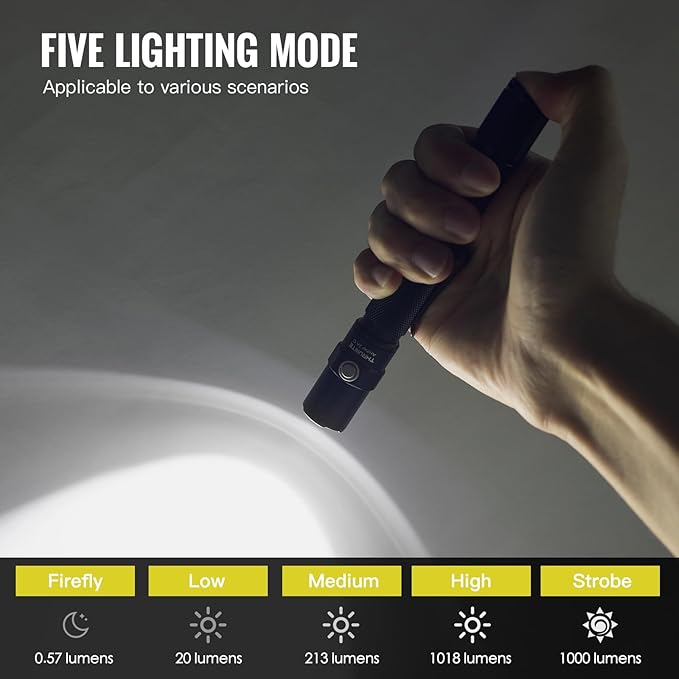 ThruNite Archer 2A C Flashlight, 2AA EDC Tactical Dual Mode Flashlight Rechargeable, 1018 High Lumens Pocket LED Flash Light for Emergency, Camping, Home - Cool White
