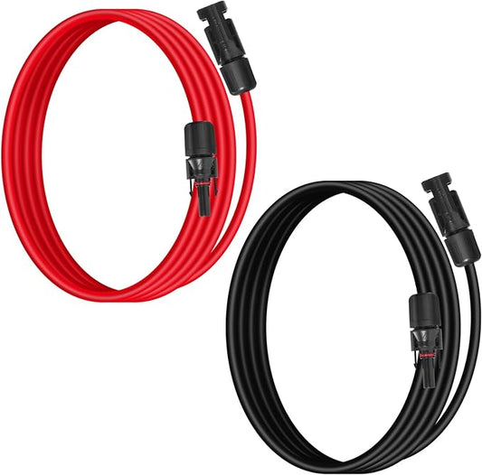 10AWG (6mm²) Solar Panel Extension Cable 3FT - Black & Red, Heavy Duty, Weather Resistant, Standard Solar Connectors Solar Extension Cable for Solar Power Systems, RVs, Boats
